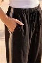 Black Petite Linen Blend Side Stripe Trouser, Image 4 of 4
