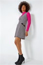 Pink Sleeveless Houndstooth Stretch Dress, Image 4 of 5