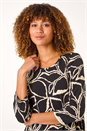 Tan Stretch Floral Print Swing Top, Image 4 of 5