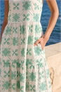 Ivory  Floral Motif Tiered Midi Dress, Image 4 of 4