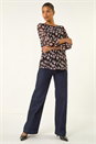 Black Floral Print Stretch Lace Top, Image 2 of 5