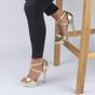 Gold AJVANI Gold High Heel Crossed Straps Platform Sandals, Image 5 of 6