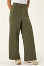 KHAKI Petite Wide Leg Crepe Stretch Trouser, Image 4 of 5
