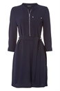 Navy  Zip Front Shirt Dress, Image 4 of 4