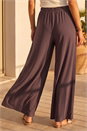 Chocolate Petite Wide Leg Stretch Trouser, Image 3 of 4