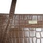 Tan 'AGNES' Croc Embossed Real Leather Designer Tote Bag, Image 3 of 6