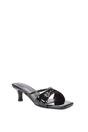 Black XY LONDON Black 'Claudia' Mid Heeled Sandal Slip On Mules With Square Toe, Image 2 of 6