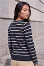 Navy  Petite Stripe Knit Jumper, Image 3 of 4