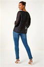 Black Zig Zag Burnout Overlay Tunic Top, Image 3 of 5