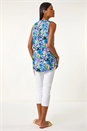 Blue Floral Print Notch Neck Vest Top, Image 3 of 5