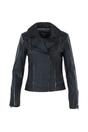 Black Genuine Leather Biker Jacket with Zippered Pockets, Image 2 of 5
