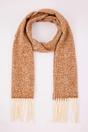 Brown WOVCOR Brown Contrast Tassel Marled Boucle Oversized Winter Scarf, Image 1 of 2