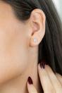 White Minimalist Stone Stud Earrings, Image 2 of 2