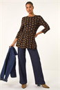 Natural Abstract Print Stretch Tunic Top, Image 1 of 5