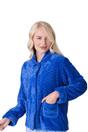 Blue Camille Lingerie Blue Supersoft Button Front Embossed Bed Jacket, Image 5 of 5