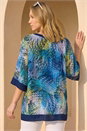 Navy  Abstract Print Foil Tunic Top, Image 3 of 4