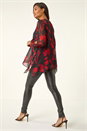 Red Floral Chiffon Layered Tunic Top, Image 3 of 5