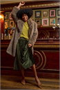 Dark Green Velvet Pleated Midi Skirt, Image 6 of 7