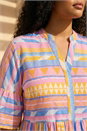 Yellow Curve Stripe Print Boho Tiered Dress, Image 4 of 4