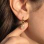 Gold Raw Rose Quartz October Birthstone Gold Plated Huggies, Image 3 of 4