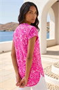 Pink Floral Print V-Neck Top, Image 3 of 4