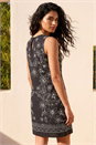 Black Floral Motif Shift Dress, Image 3 of 4