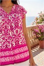 Pink Floral Border Print Frill Blouse, Image 4 of 4