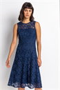 Navy Glitter Lace Fit & Flare Skater Dress, Image 1 of 4