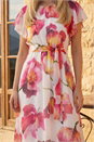 Ivory  Floral Split Sleeve Midi Dress, Image 4 of 4