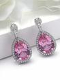 Light Pink Halo Teardrop Sparkle Drop Earrings, Image 3 of 3