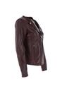 Burgundy 'MB' Real Leather Fashion Biker Jacket, Image 4 of 5