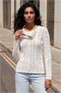Ivory  Scallop Trim Cable Knit Jumper, Image 1 of 4
