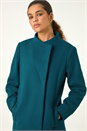 Teal Tailored Funnel Neck Pocket Detail Coat, Image 5 of 7