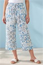 Blue Petite Printed Cropped Trousers, Image 2 of 4