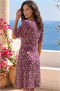 Wine Dusk Abstract Print Front Ruched Dress, Image 2 of 4
