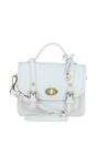 White Stylish Real Leather Small Satchel Bag, Image 1 of 4