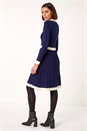 Navy  Contrast Collar Knitted Dress, Image 3 of 5