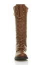 Tan Lace Up Calf Military Biker Boots, Image 6 of 6