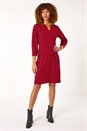 Wine Ponte Stretch Notch Neck Midi Dress, Image 1 of 5