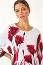 Red Floral Print Sparkly Knit Jumper, Image 1 of 5