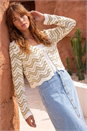 Ivory Textured Shimmer Wave Shrug, Image 1 of 4