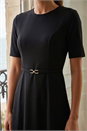 Black Belted Fit & Flare Dress, Image 4 of 4