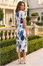 Navy  Petite Print Tie Waist Midi Dress, Image 2 of 4