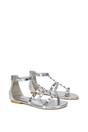 Silver 'Julia' T-Bar Gladiator Sandals With Studded Details, Image 3 of 6