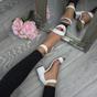 White AJVANI White Mid Block Heel Ankle Strap Sandals, Image 5 of 6