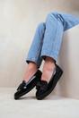 Black 'Alpha' Girl's School Flat Bow Loafers, Image 5 of 6