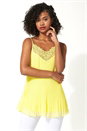 Yellow Pleated Lace Trim Cami Top, Image 1 of 5
