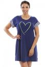 Navy Camille Lingerie Navy Short Sleeve Plain Nightshirt With Heart Motif, Image 1 of 4