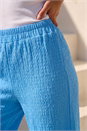 Blue Dusk Textured Wide Leg Stretch Trouser, Image 5 of 5