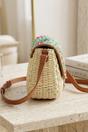 Beige Woven Beaded Flap Crossbody Bag - Wyaba, Image 2 of 3
